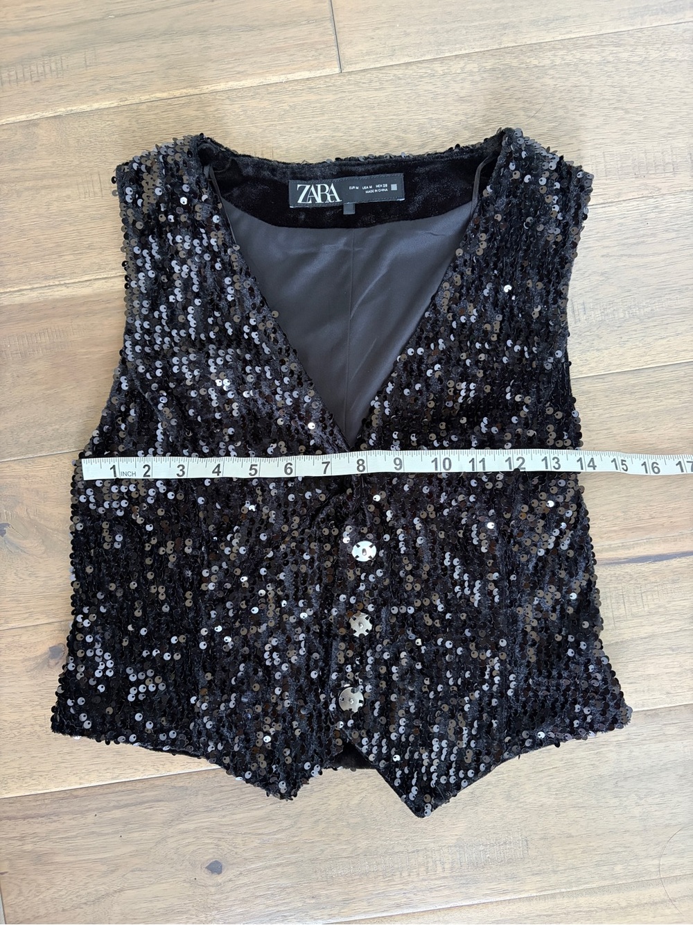 Zara Black Sequin Festival Vest Medium - Picture 7 of 8